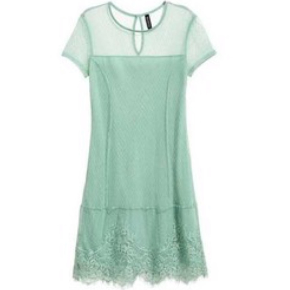 H&M Mint Shift Dress with Lace Detailing